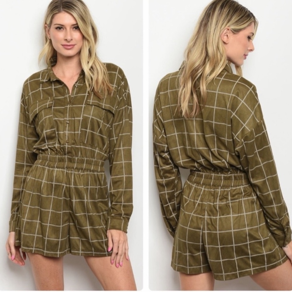green and white romper